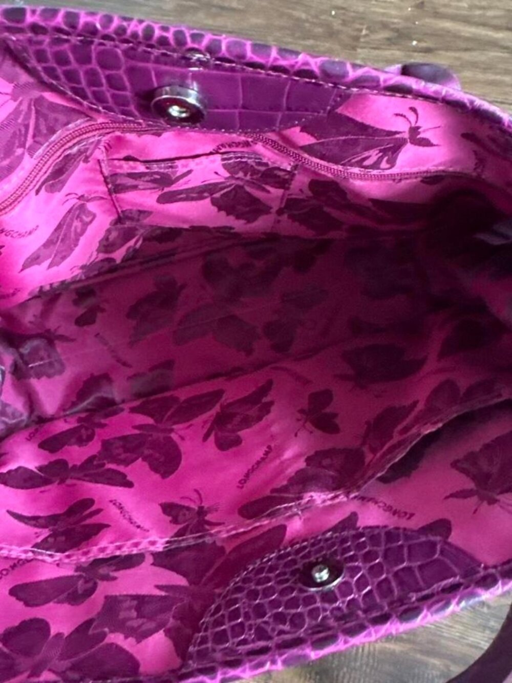 Longchamp Purple Croc Shoulder Bag - Picture 3 of 4